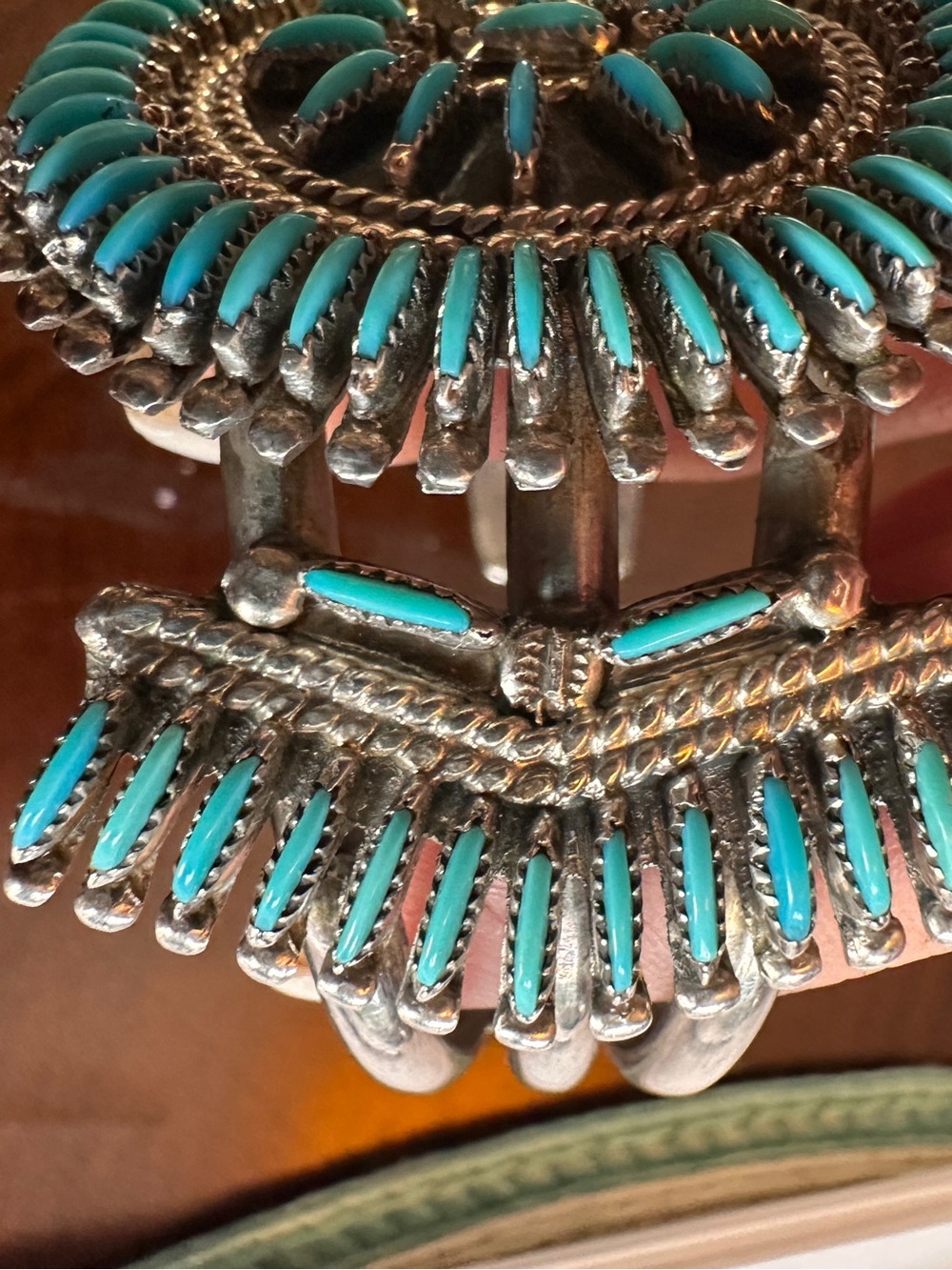 Sterling Silver Turquoise Needlepoint Cuff - Picture 6 of 14